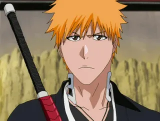 😕 Ichigo Kurosaki Bleach anime, character, ichigo, kurosaki, bleach, sword telegram sticker