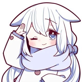 🫡 аниме, милый, мультфильм, девушка, приветствие telegram sticker