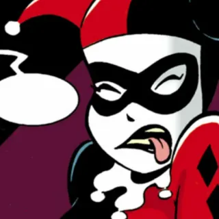 📎 Harley Quinn harley quinn, dc comics, cartoon, bösewicht, narr, maske telegram sticker