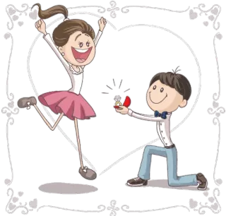 💍 любовь, свадьба, предложение, помолвка, сердце, мультфильм, пара telegram sticker