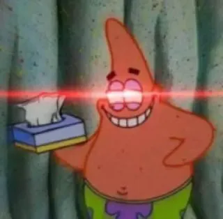 😈 Patrick Star Spongebob Squarepants патрик стар, спанч боб, мем, мультфильм, жуткий, лазерные глаза, злой telegram sticker