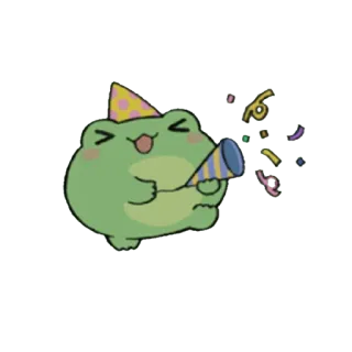 😀 개구리, 파티, 축하, 콘페티, 모자, 귀여운, 명랑한 telegram sticker