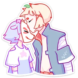 😘 süß, paar, maske, anime, cartoon, kawaii telegram sticker