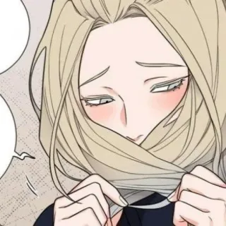 🥢 blond hair, face, sad, manga, woman telegram sticker