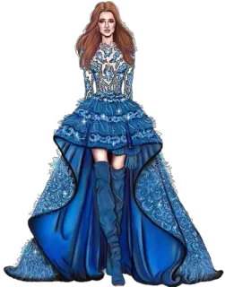😔 Mode, Kleid, Blau, Frau, Illustration, Abendkleid, Kunst telegram sticker