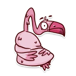 😐 flamingo, pássaro, rosa, animal, desenho animado telegram sticker