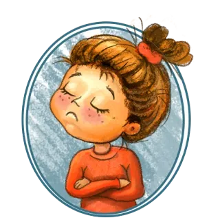 😔 dessin animé, fille, contrariée, en colère, portrait, illustration whatsapp sticker
