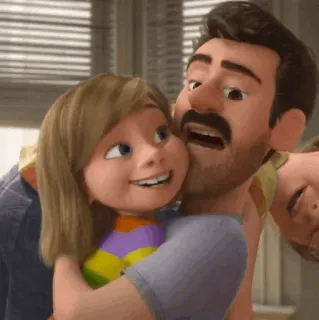 🤖 Riley Andersen Inside Out Inside Out, Riley Andersen, padre, famiglia, abbraccio, cartone animato telegram sticker