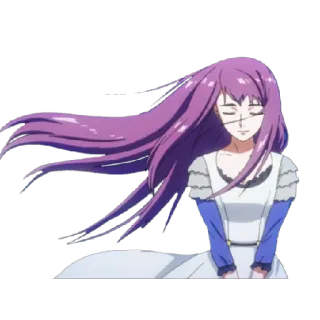 ☺️ Anime, Mädchen, lila Haare, weißes Kleid telegram sticker