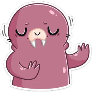 🙅‍♂️ Morsa, Animal, Dibujo animado, Lindo, Mamífero, Criatura marina, Personaje telegram sticker