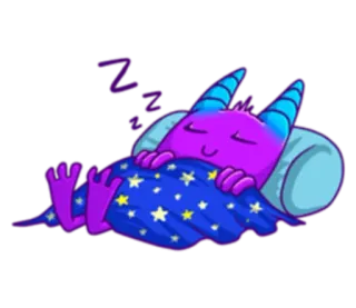 💤 Zzz schlafend, Monster, Cartoon, süß, lila, träumen whatsapp sticker
