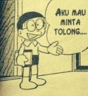 🆘 Nobita Doraemon AKU MAU MINTA TOLONG..... Nobita, Doraemon, manga, anime, cartoon, request, help whatsapp sticker