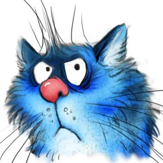 😠 gatto, blu, triste, animale, schizzo telegram sticker