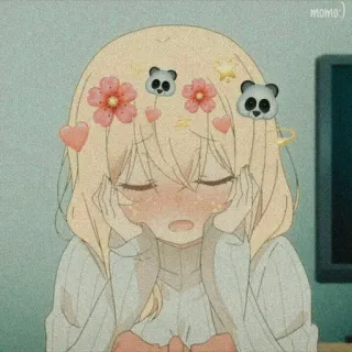 😓 anime, carino, ragazza, kawaii, adesivo, illustrazione telegram sticker