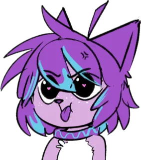 😝 แมว, การ์ตูน, สีม่วง, น่ารัก, สติกเกอร์, อนิเมะ telegram sticker