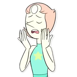😨 Pearl Steven Universe ไข่มุก, สตีเวนยูนิเวิร์ส, การ์ตูน, ตัวละคร, ร้องไห้ telegram sticker