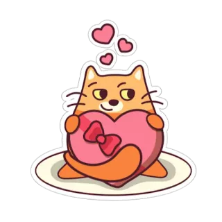 ❤ gatto, cuore, amore, carino, cartone animato whatsapp sticker