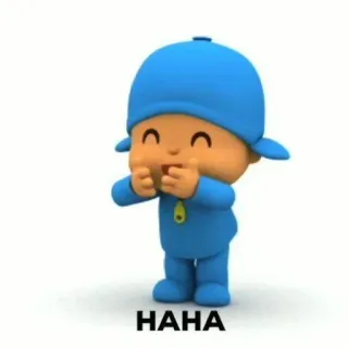 ☀️ Pocoyo HAHA мультфильм, ребенок, синий, счастливый telegram sticker