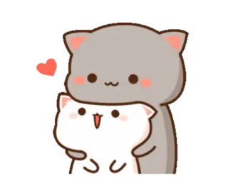 ❤ mignon, chat, pêche, amour, kawaii, autocollant whatsapp sticker