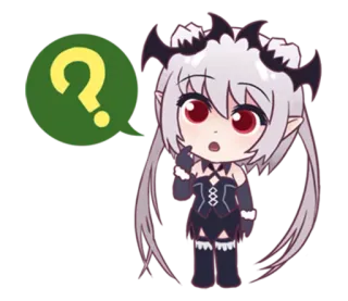 🤔 Anime, Chibi, Question, Démon, Fantasy, Dessin animé, Mignon telegram sticker