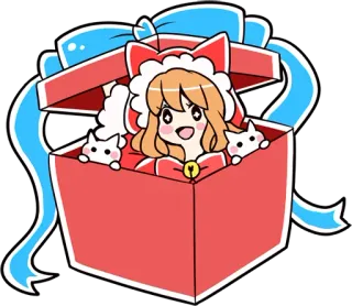 🎁 hadiah, kotak, natal, imut, gadis, kucing telegram sticker