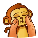 🙂 aap, handen, gezicht, dier, grappig, cartoon telegram sticker