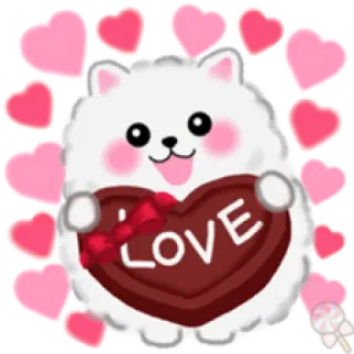 💕 LOVE 愛, ハート, 犬, バレンタイン, かわいい, 子犬 telegram sticker