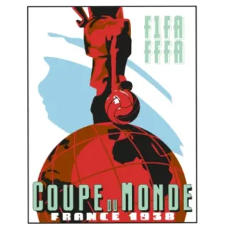 🇫🇷 1938 FIFA World Cup FIFA FFFA COUPE DU MONDE FRANCE 1938 world cup, france 1938, soccer, football, vintage poster, sports history, fifa, globe telegram sticker