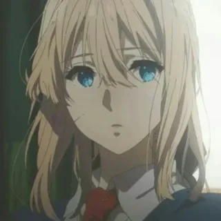 😳 Violet Evergarden anime, character, girl, blonde hair, blue eyes, portrait telegram sticker