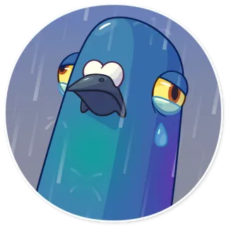 😭 นกพิราบ, นก, เศร้า, ร้องไห้, ฝน, การ์ตูน, สติกเกอร์, อารมณ์ telegram sticker