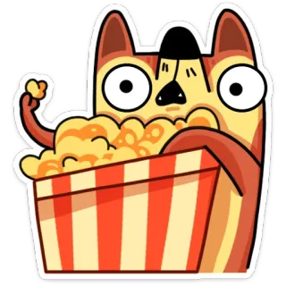 🍿 Cartone animato, Animale, Popcorn, Film, Intrattenimento, Snack, Cibo, Cinema whatsapp sticker