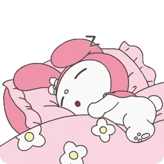 😊 My Melody My Melody, Sanrio, dormilón, kawaii, lindo, dibujos animados, durmiendo, rosa telegram sticker