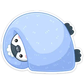 ☹️ pinguïn, deken, schattig, dier, cartoon, kawaii telegram sticker
