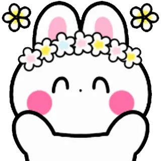 ⭐ 토끼, 귀여운, 꽃, 만화, 바니 telegram sticker