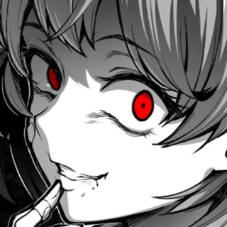 😋 Anime, Manga, Mujer, Malvada, Loca, Psicópata, Cara, Retrato telegram sticker