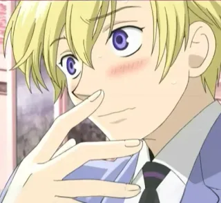 😳 Tamaki Suoh Ouran High School Host Club Anime, Postać, Blondyn, Fioletowe oczy, Tamaki Suoh, Rumieniec, Ouran High School Host Club telegram sticker