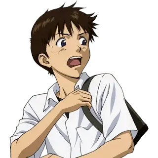 🔷 Shinji Ikari Neon Genesis Evangelion anime, ragazzo, studente, nervoso, Eva telegram sticker