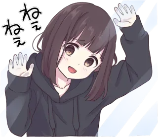 😀 ねぇねぇ animé, fille, salut, mignon, japonais whatsapp sticker
