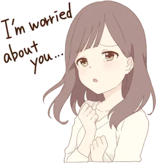 😞 I'm worried about you... anime girl, worried, concerned, anxious, care telegram sticker