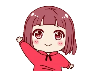 👋 Anime meisje, Cartoon, Groet, Zwaaien, Schattig, Chibi telegram sticker