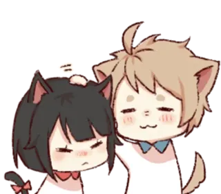 🤗 Anime, Paar, Katzenohren, Süß, Kawaii, Freundschaft telegram sticker