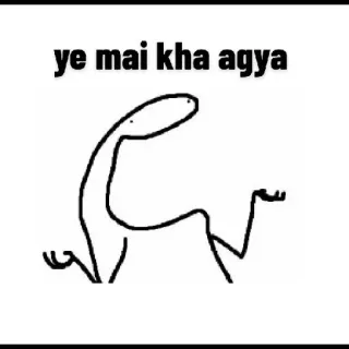 🤯 ye mai kha agya patyczak, mem, hindi, tekst, wzruszenie ramionami telegram sticker