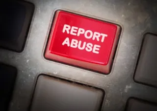 👮 REPORT ABUSE lapor, penyalahgunaan, tombol, merah, umpan balik, keamanan telegram sticker