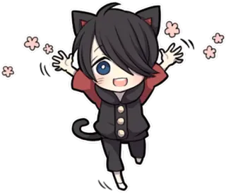😀 Chibi, Katze, Anime, Süß, Kawaii telegram sticker