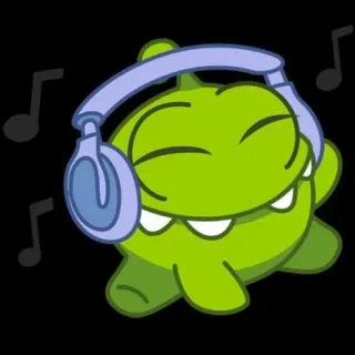 🎶 Om Nom Cut the Rope green, monster, headphones, music, cartoon telegram sticker