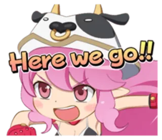 🏃 Here we go!! cartoon, anime, animated, character, cow, hat, expression telegram sticker