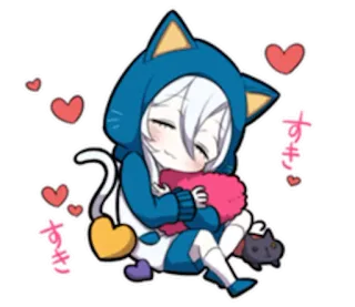 💕 すき Anime, Kawaii, Dễ thương, Trái tim, Mèo, Tình yêu telegram sticker