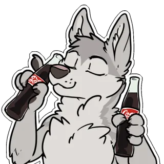 🥤 wolf, coca-cola, fles, drank, cartoon telegram sticker