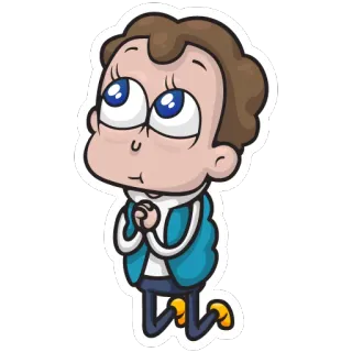 😌 卡通, 人物, 跪着, 祈祷, 角色, 乞求 telegram sticker