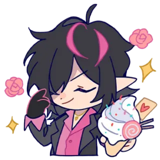 🍦 Anime, Kawaii, Dễ thương, Yêu tinh, Kem, Kẹo mút, Hoa hồng, Lấp lánh telegram sticker